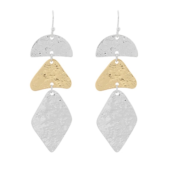 Trio Geometric Linked Drop Earrings - Picture 2 of 2